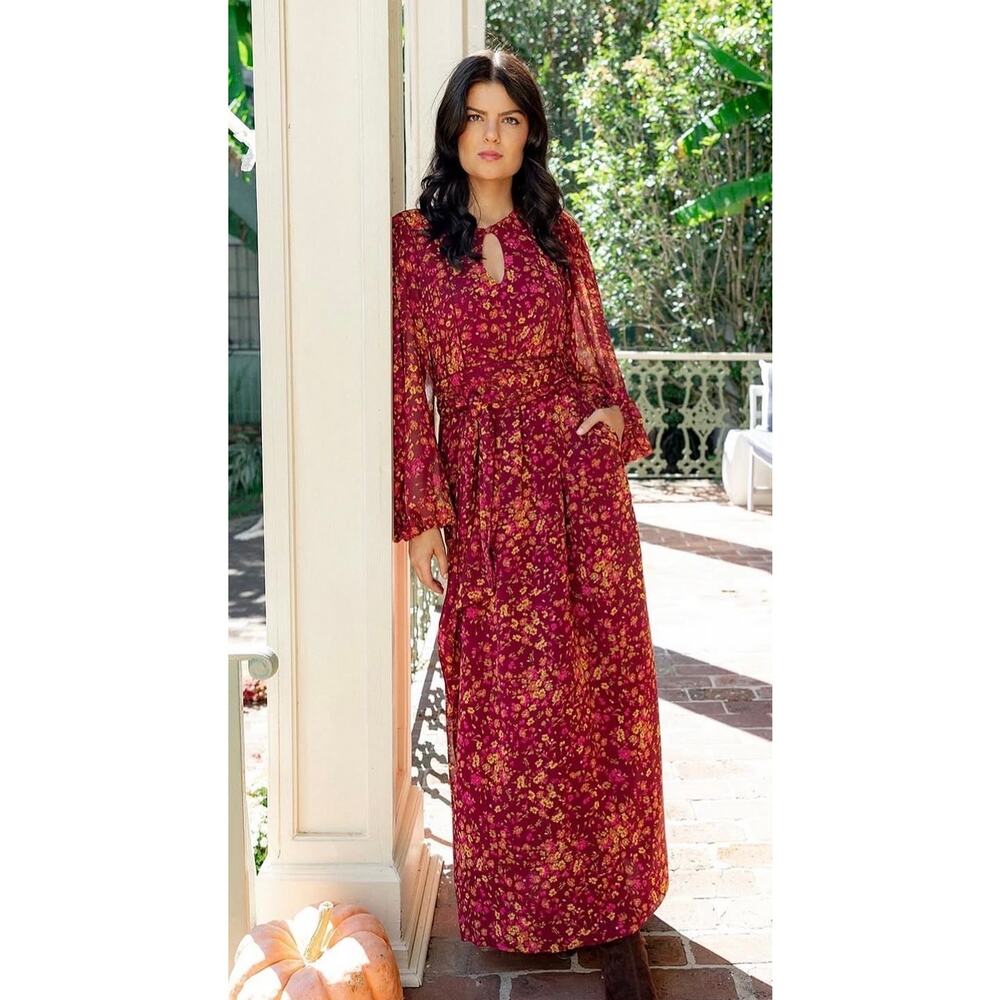 Sue Sartor Ashford Silk Chiffon Maxi Dress Women's Sz. S